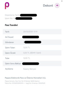 Kazanç Bahçesi.com Ödeme Belgesi